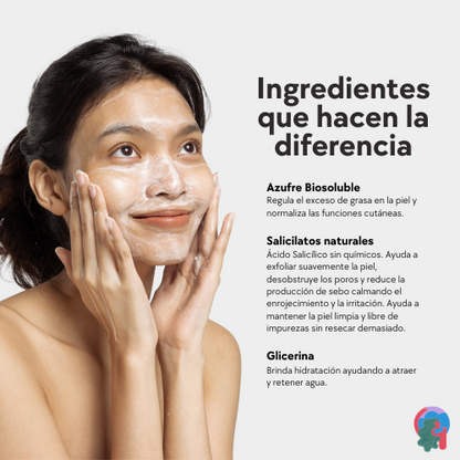 Jabón Facial Espuma con Azufre & Ácido Salicílico